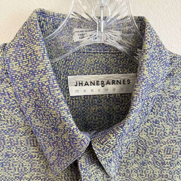 Jhane Barnes Button Down Shirt Men L Purple Pattern Japanese Woven Fabric Vtg - Picture 7 of 16